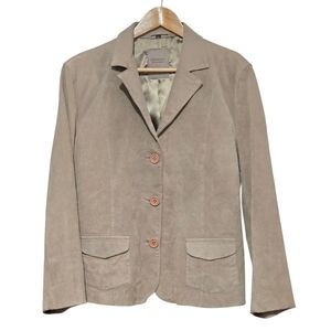 Leathertex Genuine Leather Tan Suede Leather Tailored Blazer Jacket Womens  XL